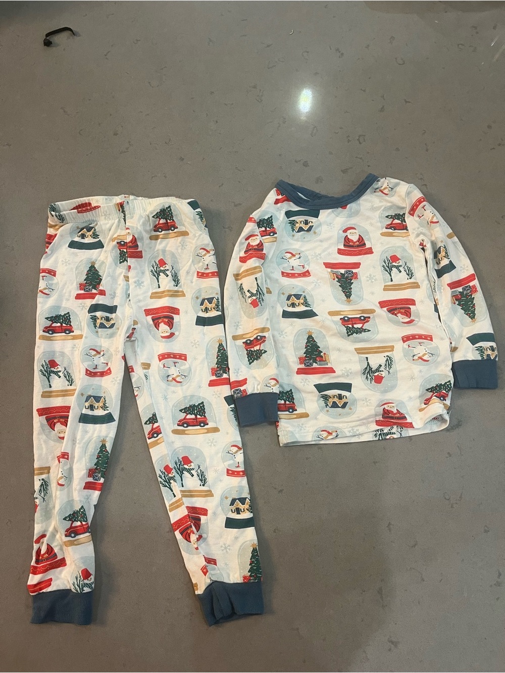 Children's Holiday Snow Globe Pajama Set - White with Red & Green Accents